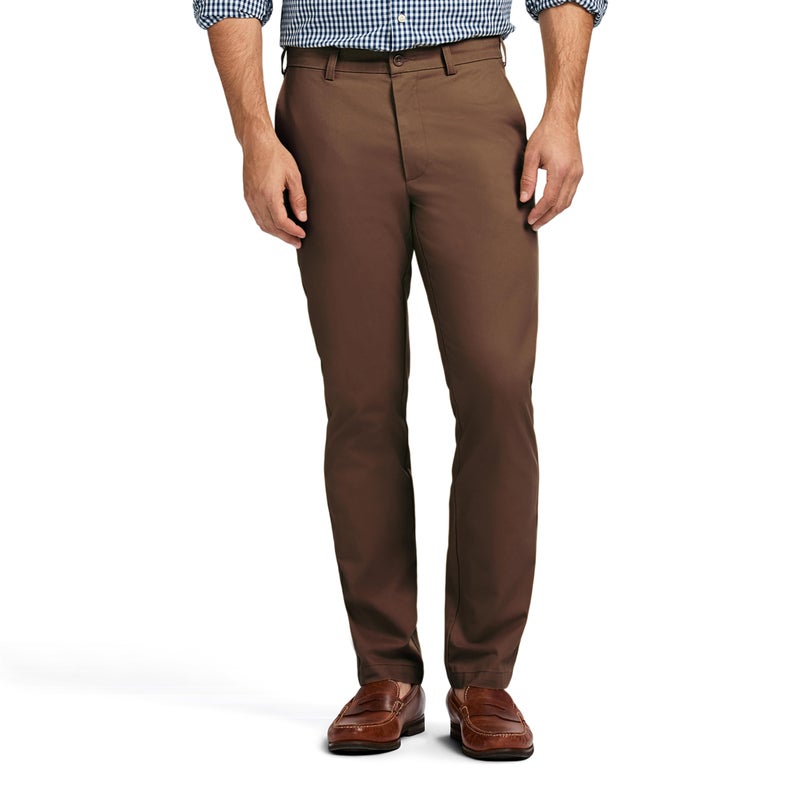 IZOD Men's American Chino Flat-Front Straight-Fit Pants, Decaf Coffee, 33W x 32L - Image 1